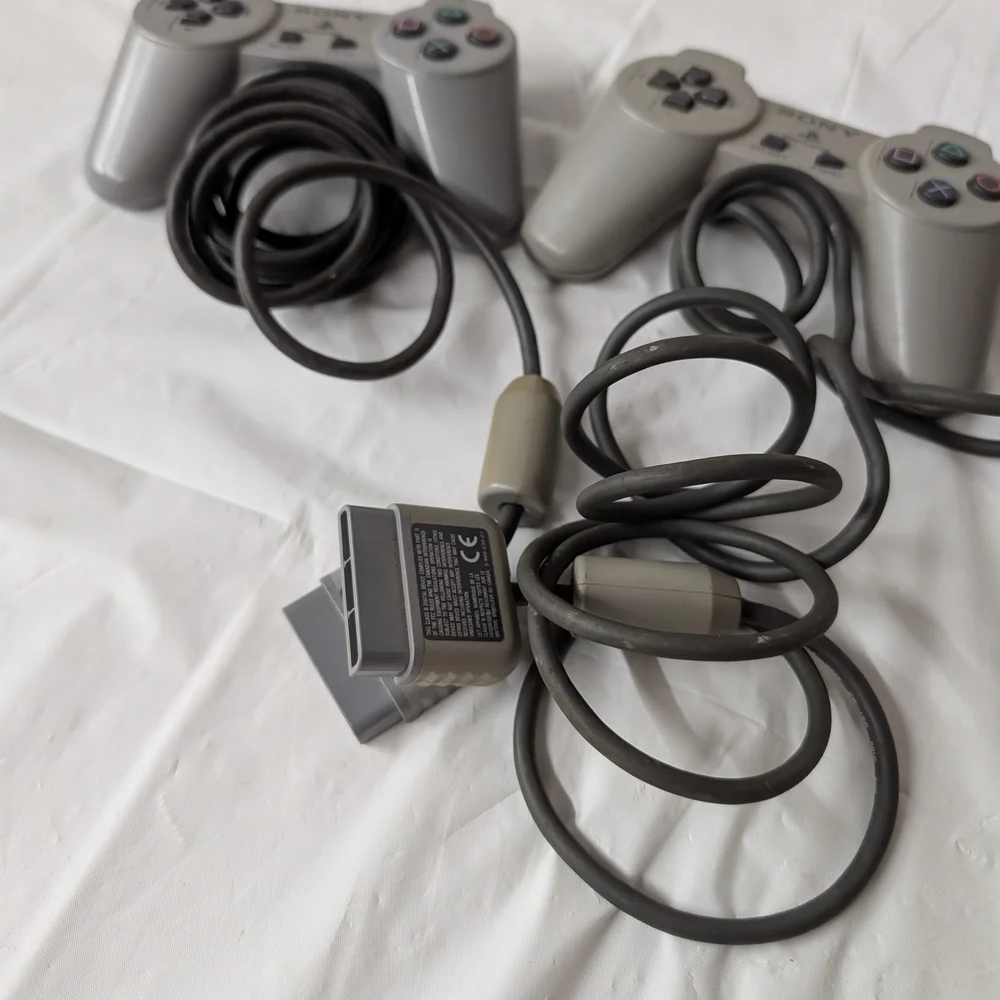 Sony PlayStation PS1 DualShock Wired Controllers in Gray